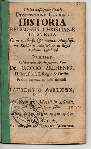 Hultman, Laurentius: Historia religionis Christianae in Svecia. 