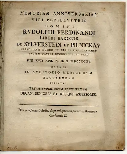 Gehler, Johann Carl: De nimio sanitatis studio saepe sanitatem vel optimam frangente, Continuatio I + II (2 Publikationen, vollständig). 