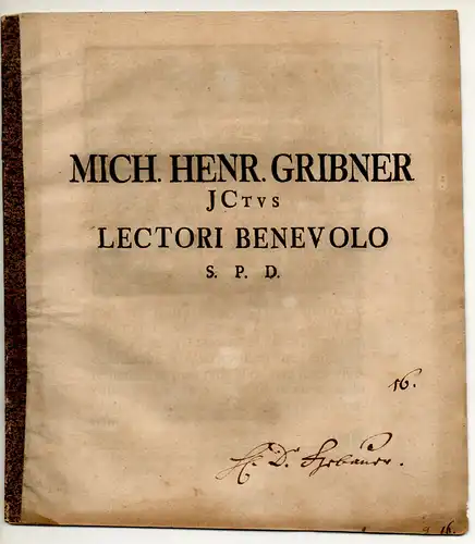 Gribner, Michael Heinrich: (De titulo Comitis Palatini, in litteris Alberti Degeneris). Universitätsprogramm. 