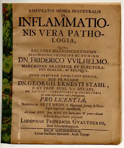 Walther, Ludwig Friedrich: aus Stadtilm: Medizinische Inaugural-Disputation. De Inflammationis vera pathologia. 