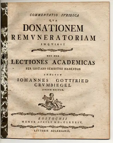 Crumbiegel, Johannes Gottfried: Commentatio iuridica qua donationem remuneratoriam inquirit. 