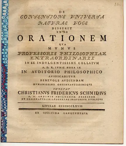 Schmidt, Christian Friedrich: De consensione universa naturae voce. 