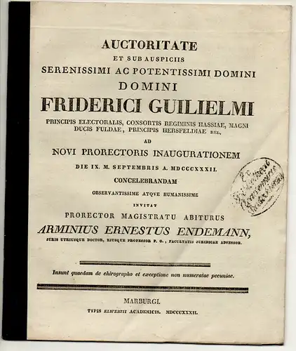 Endemann, Hermann Ernst: De chirographo et exceptione non numeratae pecuniae. Universitätsprogramm. 