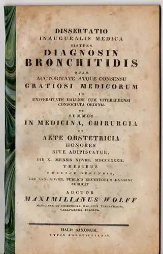 Wolff, Maximilian: aus Warschau: Diagnosin bronchitidis. Dissertation. 