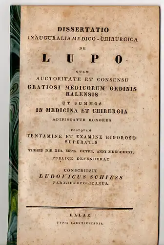 Schiess, Ludwig: De lupo. Dissertation. 
