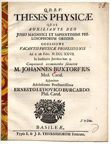 Burcard, Ernest Ludovicus: Theses physicae. 