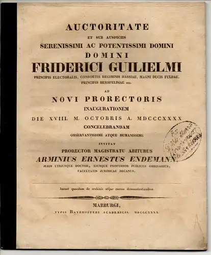 Endemann, Hermann Ernst: Quaedam de scabinis atque eorum demonstrationibus. Vortrag zum Prorektoratsantritt. 