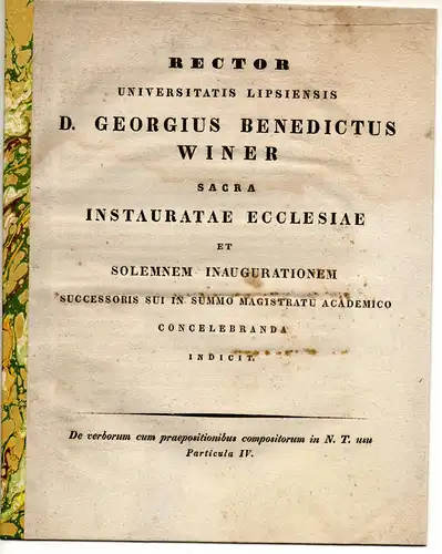 Winer, Georg Benedict: De verborum cum praepositionibus compositorum in N. T. usu, particula IV. Universitätsprogramm. 