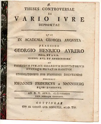 Mannsberg, Johann Friedrich von: Theses controversae ex vario iure depromtae. 