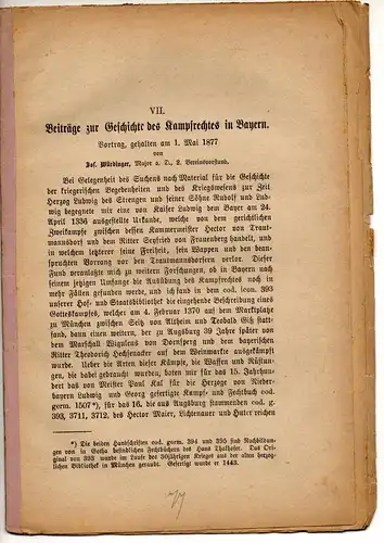 Würdinger, Josef: Beiträge zur Geschichte des Kampfrechtes in Bayern. Sonderdruck aus: Oberbayerisches Archiv für vaterländische Geschichte 36, 173-200. 
