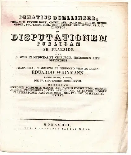 Widnmann, Eduard: aus Eichstadt: Theses ad disputationem publicam. 