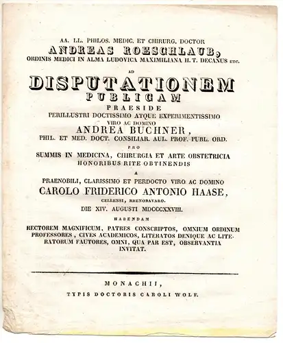 Haase, Karl Friedrich Anton: Theses ad disputationem publicam. 