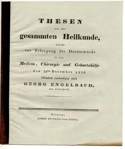 Engelbach, Georg: aus Storndorf: Thesen aus der gesammten Heilkunde. 