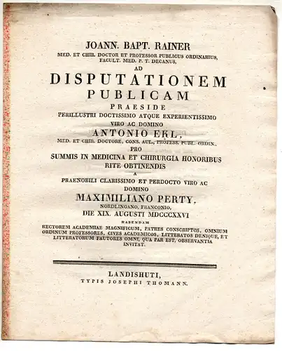Perty, Maximilian: aus Nördlingen: Theses ad disputationem publicam. 
