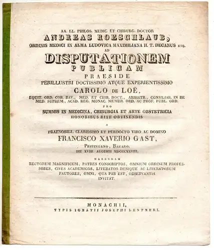 Gast, Franz Xaver: aus Peiting: Theses ad disputationem publicam. 