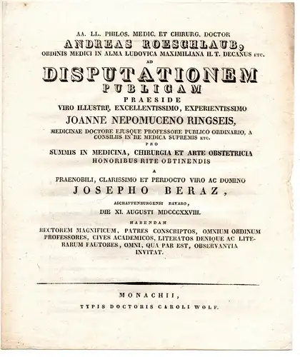 Beraz, Joseph: aus Aschaffenburg: Theses ad disputationem publicam. 