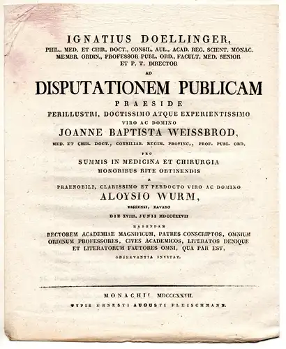 Wurm, Alois: aus Missen: Theses ad disputationem publicam. 