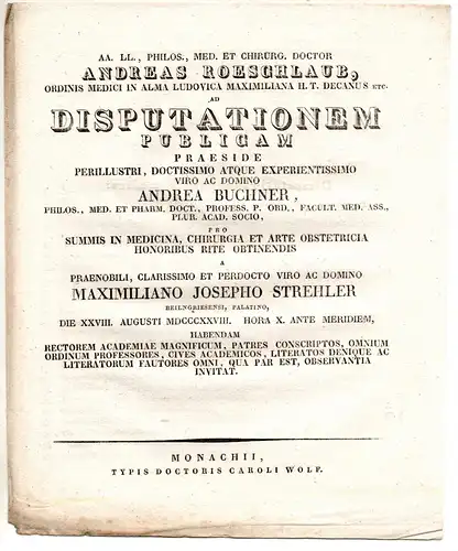 Strehler, Maximilian Joseph: aus Beilngries: Theses ad disputationem publicam. 