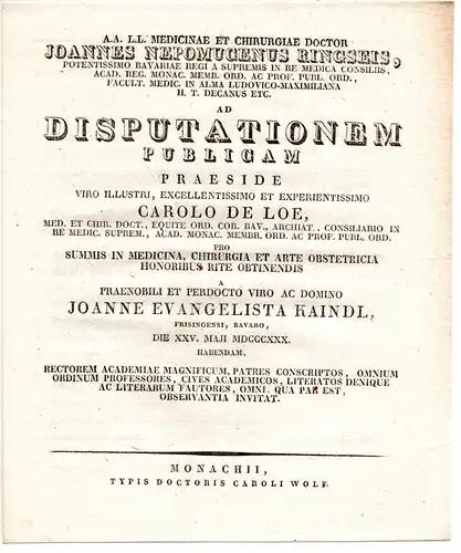Kaindl, Johann Evangelist: aus Frisingen: Theses ad disputationem publicam. 