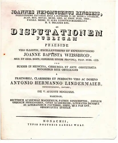 Lindermaier, Anton Hermann: aus Ortenburg: Theses ad disputationem publicam. 
