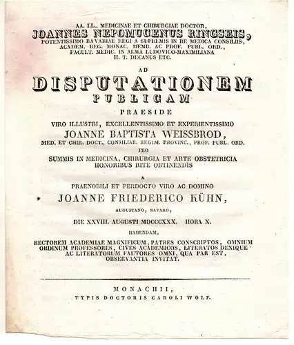 Kühn, Johann Friedrich: aus Augsburg: Theses ad disputationem publicam. 