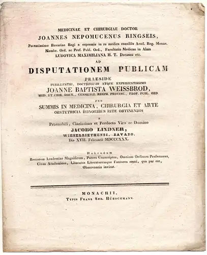 Lindner, Jacob: aus Wieselrieth: Theses ad disputationem publicam. 