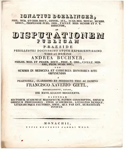 Gietl, Franz Xaver: aus Höchstädt: Theses ad disputationem publicam. 