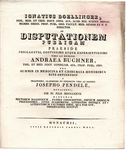 Pendele, Joseph: aus München: Theses ad disputationem publicam. 