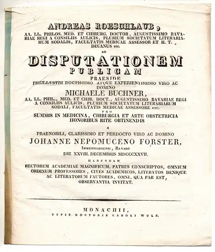 Forster, Johann Nepomuk: aus Immenstadt: Theses ad disputationem publicam. 