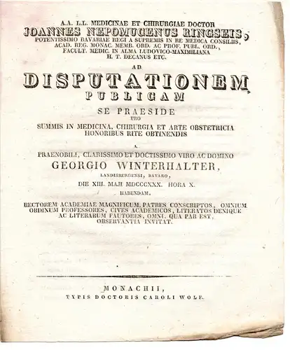 Winterhalter, Georg: aus Landsberg/Bayern: Theses ad disputationem publicam. 