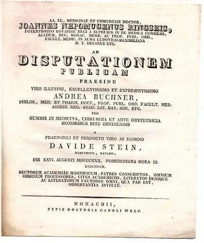 Stein, David: aus Baruth: Theses ad disputationem publicam. 