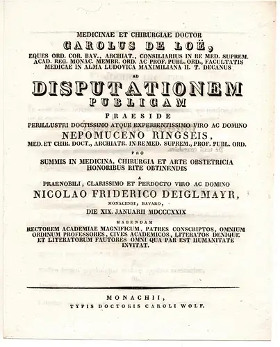 Deiglmayr, Nikolaus Friedrich: aus München: Theses ad disputationem publicam. 