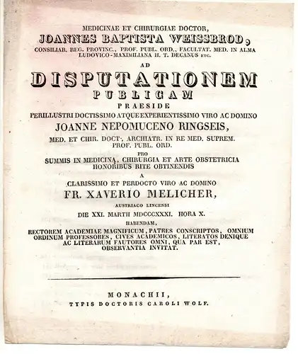 Melicher, Fr. Xaver: aus Linz: Theses ad disputationem publicam. 