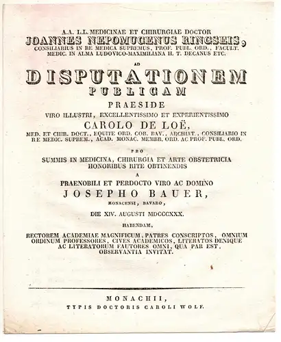 Bauer, Joseph: aus München: Theses ad disputationem publicam. 