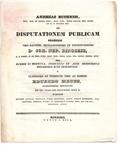 Heuss, Eduard: aus Oggersheim: Theses ad disputationem publicam. 