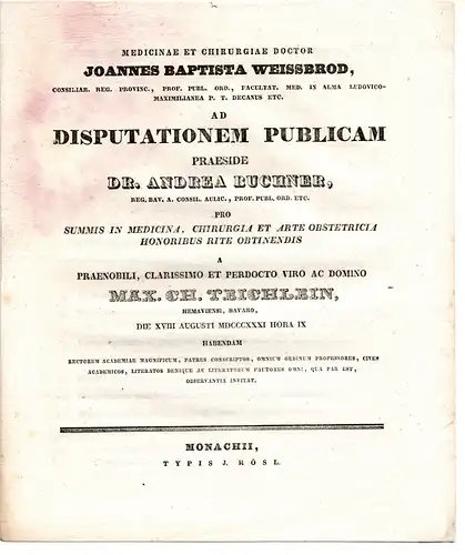 Teichlein, Max. Ch.: aus Hemau: Theses ad disputationem publicam. 