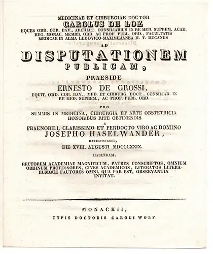 Haselwander, Joseph: aus Regensburg: Theses ad disputationem publicam. 