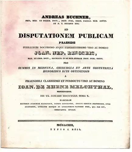 Ehrne Melchthal, Johann von: aus Memmingen: Theses ad disputationem publicam. 