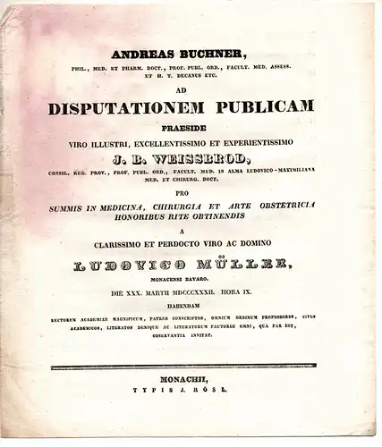 Müller, Ludwig: aus München: Theses ad disputationem publicam. 