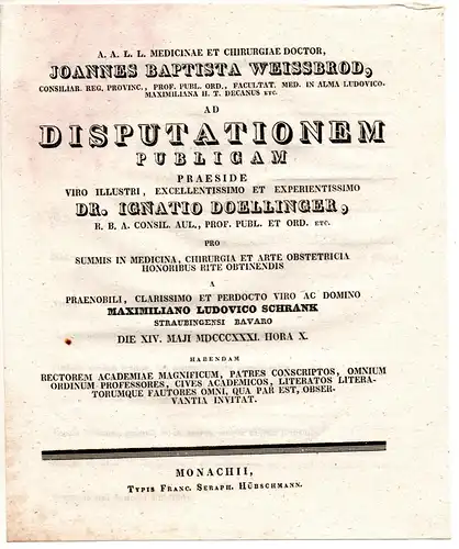 Schrank, Maximilian Ludwig: aus Straubing: Theses ad disputationem publicam. 