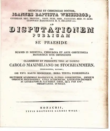 Stockhammern, Karl Maximilian von: Neuburg/Bayern: Theses ad disputationem publicam. 