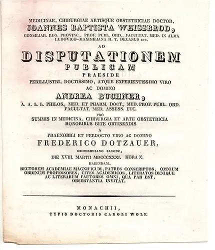 Dotzauer, Friedrich: aus Hilpertshausen: Theses ad disputationem publicam. 