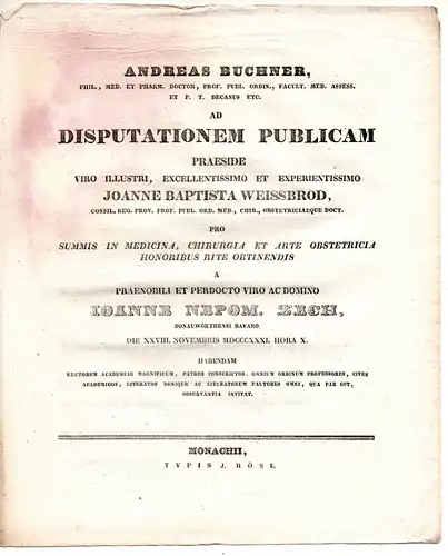 Zech, Johann Nepomuck: aus Donauwörth: Theses ad disputationem publicam. 