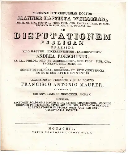 Maurer, Franz Anton: aus München: Theses ad disputationem publicam. 