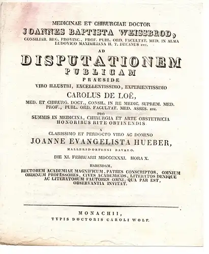Hueber, Johann Evangelist: aus Mallersdorf: Theses ad disputationem publicam. 