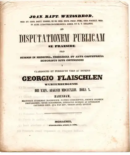 Flaischlen, Georg: aus Württemberg: Theses ad disputationem publicam. 