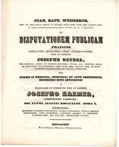 Kremer, Joseph: aus Limburg: Theses ad disputationem publicam. 