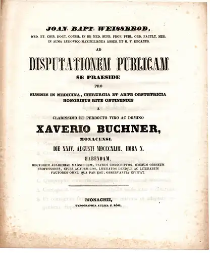 Buchner, Xaver: aus München: Theses ad disputationem publicam. 