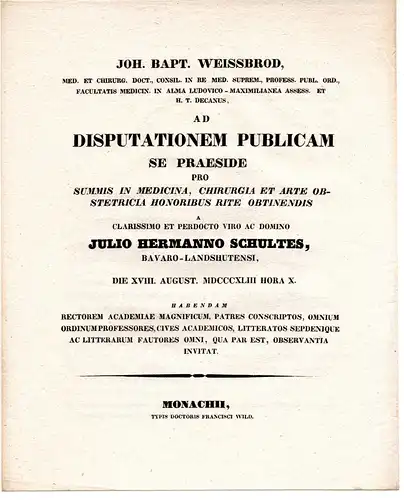 Schultes, Julius Hermann: aus Landshut: Theses ad disputationem publicam. 