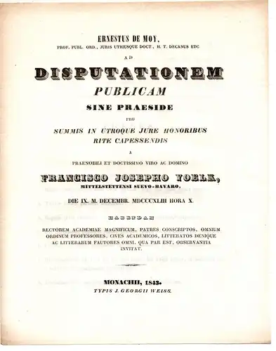 Voelk, Franz Joseph: aus Mittelstetten: Theses ad disputationem publicam. 